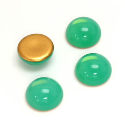 Glass Medium Dome Foiled Cabochon - Round 13MM OPAL GREEN