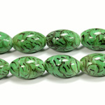 Glass Lampwork Bead - Oval Smooth 20x14MM GREEN MATRIX