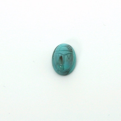 German Plastic Flat Back Scarab - Oval 10x8MM TURQ MATRIX