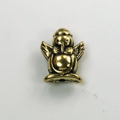 Metalized Plastic Engraved Bead - Penquin 16x13MM ANT GOLD