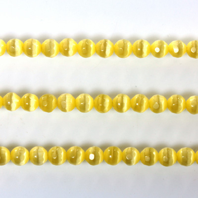 Fiber Optic Synthetic Cat's Eye Bead - Round Faceted 04MM CAT'S EYE YELLOW