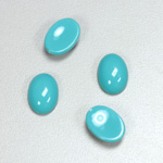 Plastic Flat Back Opaque Cabochon - Oval 14x10MM BRIGHT GREEN TURQUOISE