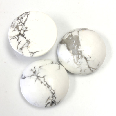 Gemstone Cabochon - Round 18MM WHITE HOWLITE