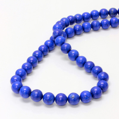 Gemstone Bead - Smooth Round 1.2MM Diameter Hole 08MM HOWLITE-DYED LAPIS