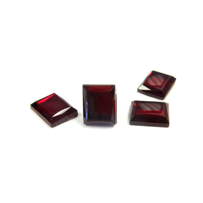 Glass Buff Top Foiled Cabochon - Cushion 10x8MM RUBY