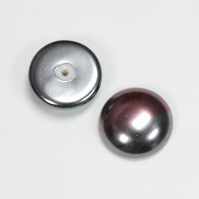 Glass Medium Dome Pearl Dipped Cabochon - Round 20MM BLACK TAHITI