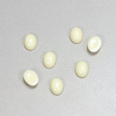 Plastic Flat Back Opaque Cabochon - Oval 08x6MM IVORY