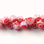 Glass Millefiori Bead - Round 08MM WHITE RED (01)