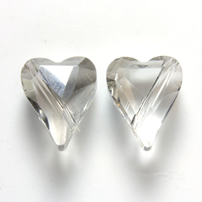 Chinese Cut Crystal Bead - Heart 12x10MM GREY LUMI COAT