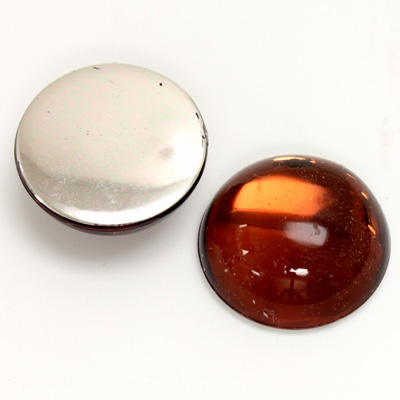 Plastic Flat Back Foiled Cabochon - Round 20MM SMOKE TOPAZ