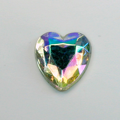 Glass Flat Foiled Back Rose Stone - Heart 18x16MM CRYSTAL AB