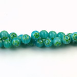 Glass Millefiori Bead - Round 06MM AQUA EMERALD (10)