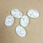 Glass Medium Dome Lampwork Cabochon - Oval 14x10MM OPAL WHITE (05015)