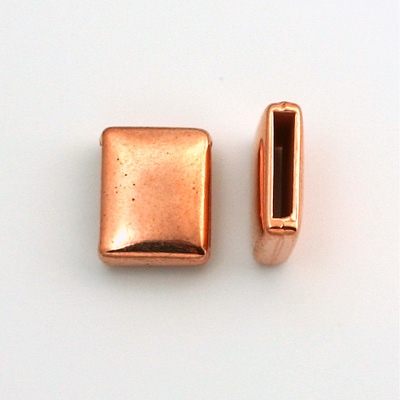 Metalized Plastic Bead - Cushion Slide 16x12MM COPPER