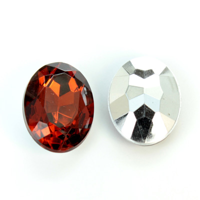 Plastic Point Back Foiled Stone - Oval 25x18MM SMOKE TOPAZ