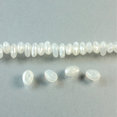 Plastic  Bead - Mixed Color Smooth Flat Pear 06x3MM MOON WHITE