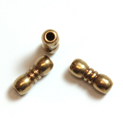 Brass Machine Made Bead - Fancy Tube 10x4MM RAW BRASS