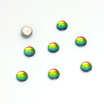 Glass Medium Dome Foiled Cabochon - Round 05MM Coated IRIDIS