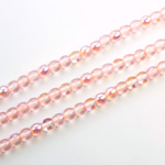 Czech Pressed Glass Bead - Smooth Round 04MM COATED LT ROSE RAINBOW