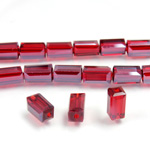 Chinese Cut Crystal Bead - Rectangle 08x4x4MM DARK RUBY LUMI COAT