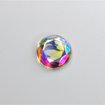 Glass Flat Back Rose Cut Fancy Foiled Stone - Round 13MM CRYSTAL AB