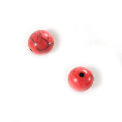 Plastic  Bead - Mixed Color Smooth Round 10MM CORAL MATRIX