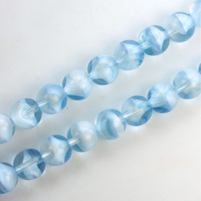 Czech Pressed Glass Bead - Smooth Round 08MM PORPHYR AQUA