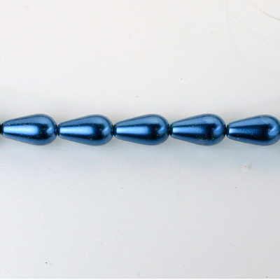 Czech Glass Pearl Bead - Pear 07x5MM NAVY 70467