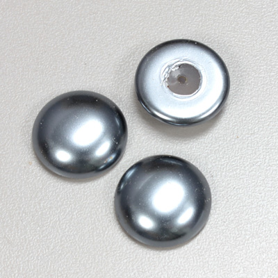 Glass Medium Dome Pearl Dipped Cabochon - Round 18MM DARK GREY