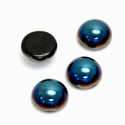 Glass Medium Dome Cabochon - Round 13MM Metallic Coated IRIS BLUE