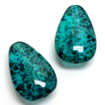 Plastic Bead - Two Tone Speckle Color Flat Pear 30x20MM BLUE GREEN
