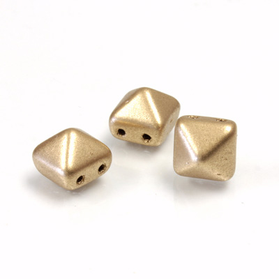 Preciosa Czech Pressed Glass 2-Hole Bead - Pyramid Studs 08x8MM MATTE GOLD