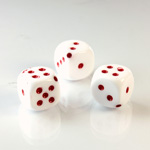Plastic Casino Style Bead - Dice 10MM RED on WHITE