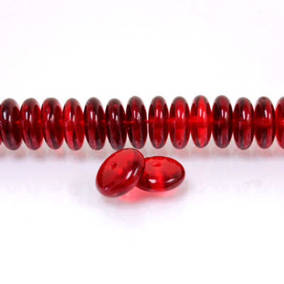 Czech Pressed Glass Bead - Smooth Rondelle 8MM RUBY