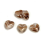 Czech Pressed Glass Bead - Smooth Heart 12x11MM PORPHYR SMOKE TOPAZ