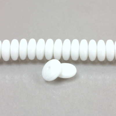 Czech Pressed Glass Bead - Smooth Rondelle 8MM WHITE