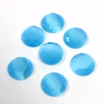 Fiber-Optic Flat Back Stone with Faceted Top and Table - Round 09MM CAT'S EYE AQUA