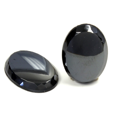 Glass Low Dome Buff Top Cabochon - Oval 25x18MM HEMATITE
