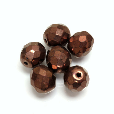 Czech Glass Fire Polish 1-Hole Ball - 10MM BRONZE