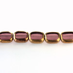 Glass Fire Polished Table Cut Window Bead - Cushion Antique 12x8MM AMETHYST with METALLIC COATING