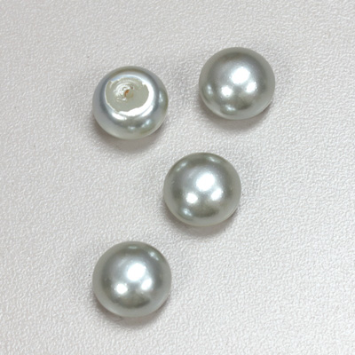 Glass High Dome Cabochon Pearl Dipped - Round 12MM LT BLUE