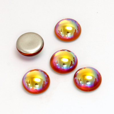 Glass Medium Dome Foiled Cabochon - Round 11MM TOPAZ AB