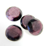 Fiber-Optic Flat Back Stone with Faceted Top and Table - Round 15MM CAT'S EYE PURPLE