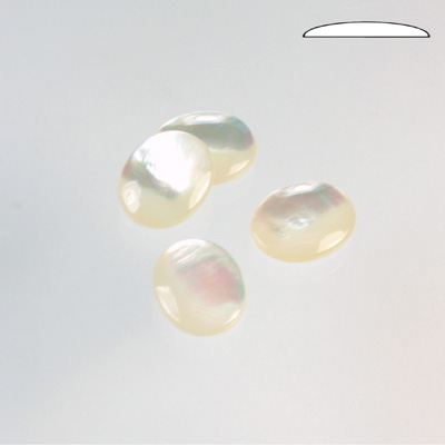 Shell Flat Back Cabochon - Oval 12x10MM WHITE MOP