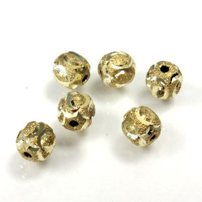 Brass Machine Made Bead - Engraved Round 06MM RAW BRASS