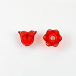 German Plastic Flower with Hole - Bell Shape 14x12MM MATTE RUBY