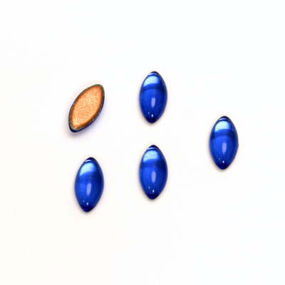 Glass Medium Dome Foiled Cabochon - Navette 10x5MM SAPPHIRE