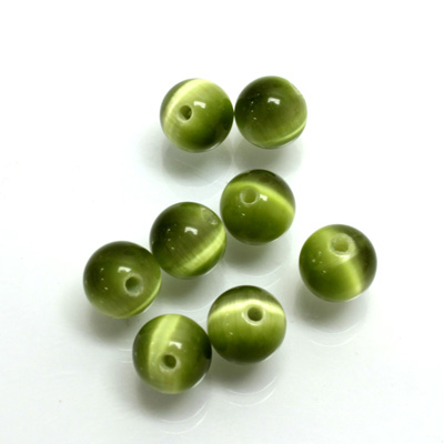 Fiber-Optic 1-Hole Ball - 08MM CAT'S EYE OLIVE