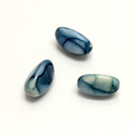 Plastic Bead - Marbelized Smooth Beggar 22x12MM SEA BLUE