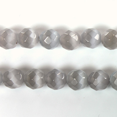 Fiber Optic Synthetic Cat's Eye Bead - Round Faceted 08MM CAT'S EYE LT GREY